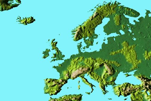 Рис. 44. Рельефная карта Европы 